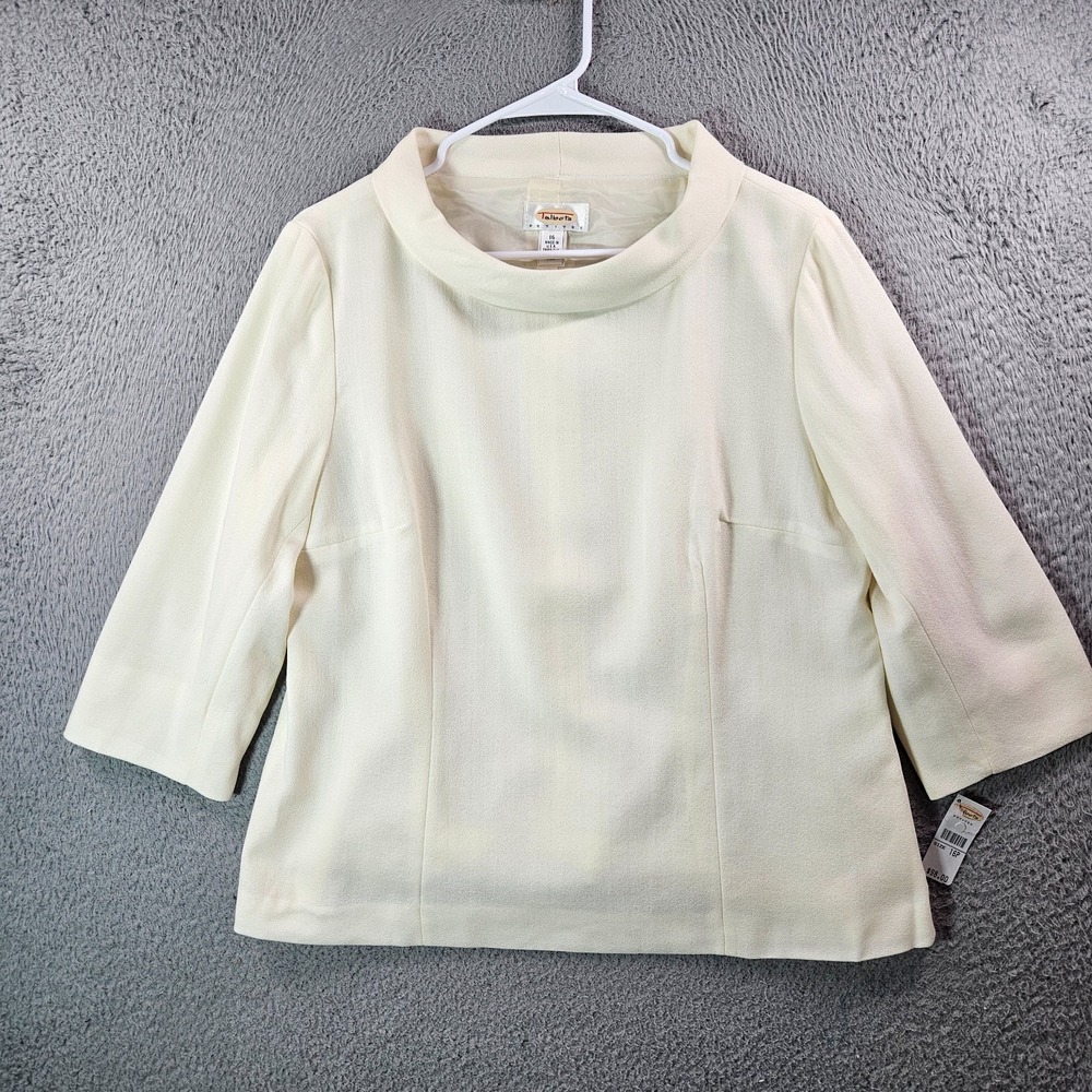 $98 NEW Vintage Talbots 100% Wool Top 16 Petite Lined Off White USA Event Office